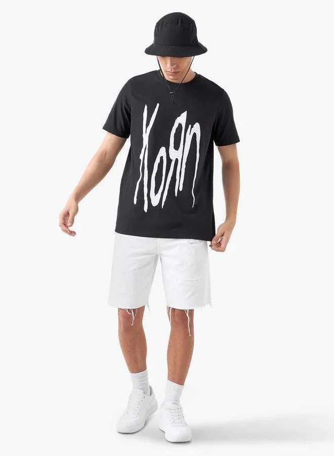Splash FAV Korn Print T-shirt with Crew Neck